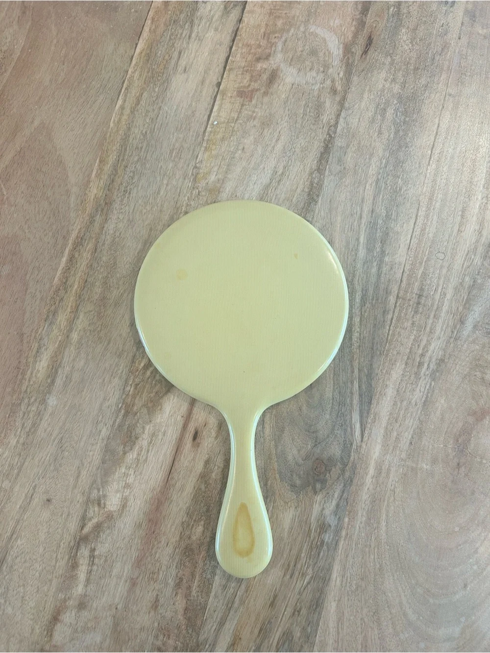 Vintage Bakelite Hand Vanity Mirror Beveled Glass